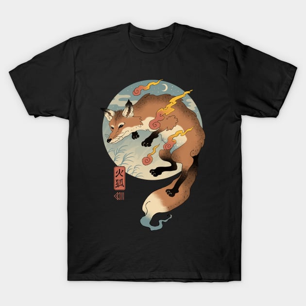 Fire Fox Ukiyo-e T-Shirt by Vincent Trinidad Art